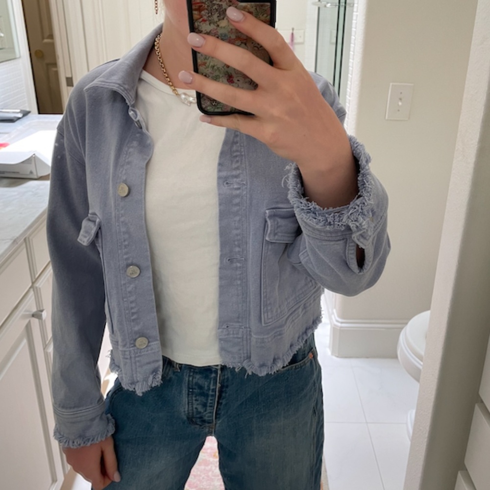 LE Jean Cropped Indigo Jean Jacket